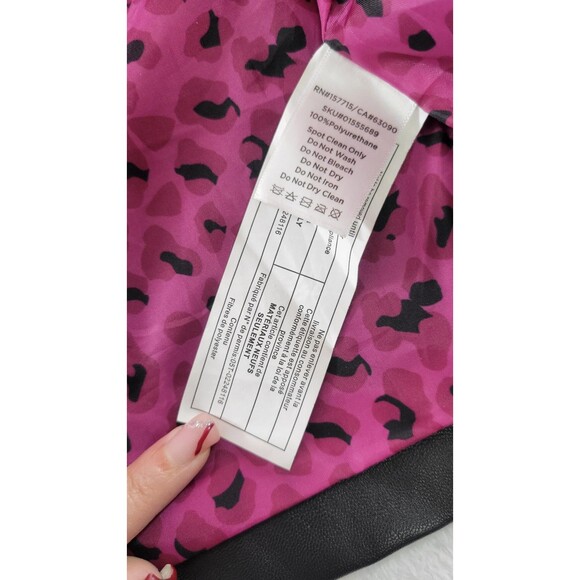 Bratzcore Y2K Faux Leather Moto Jacket Size L Zip Front Black Pleather Cosplay - Picture 8 of 8